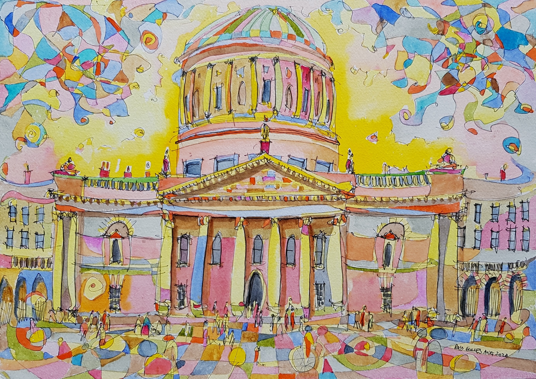 Four Courts Dublin - Watercolour Painting by Irish Contemporary Artist Ross Eccles