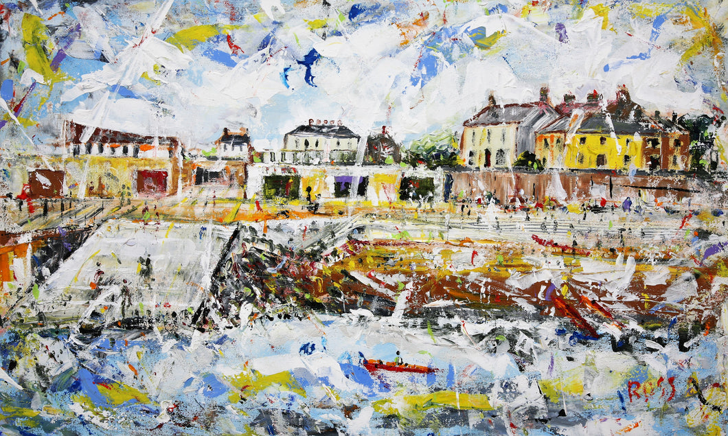 Greystones Harbour Original Painting by Ross Eccles Artist Ireland