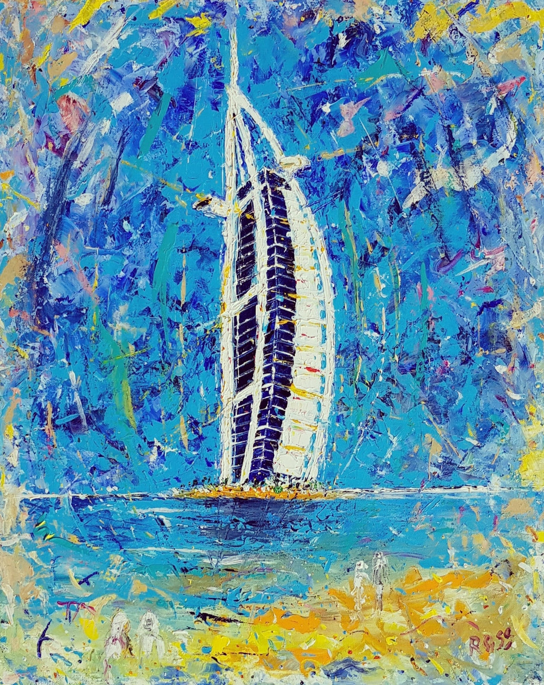 Painting of Burj Al Arab by Ross Eccles Contemporary Artist