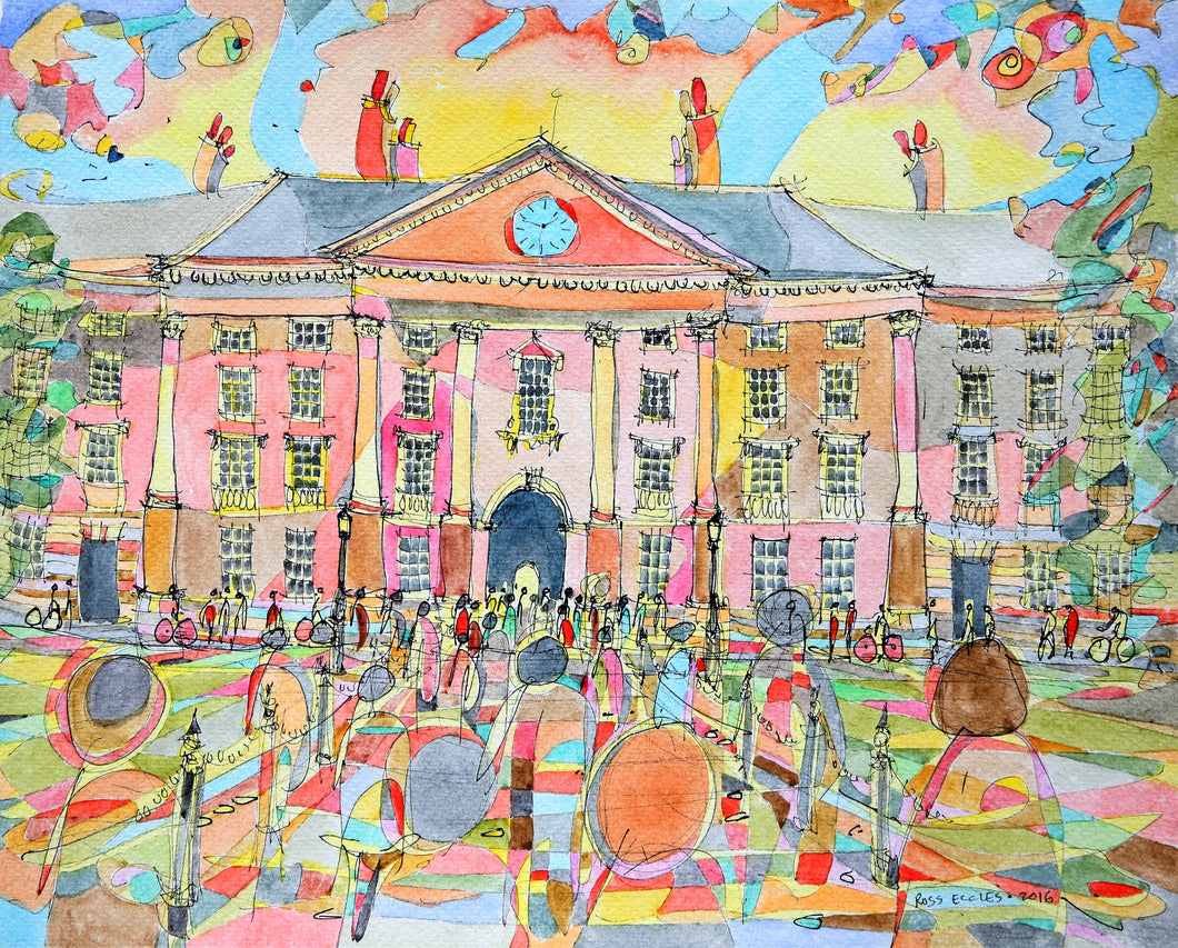 Trinity College Dublin, Original Watercolour Painting by Ross Eccles Artist